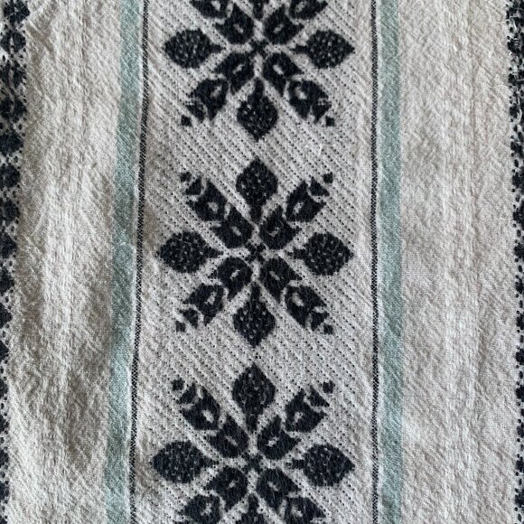 Vintage Woven Stripe Pattern Button Up Snowflake Shirt Granola Grandmacore Boho - Picture 9 of 16